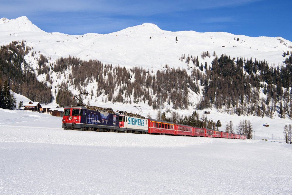 Davos Wolfgang, 31.12.2017, 10:56 RhB Ge 44 2 627 100 Jahre Chur-Arosa 616 Siemens 02.jpg